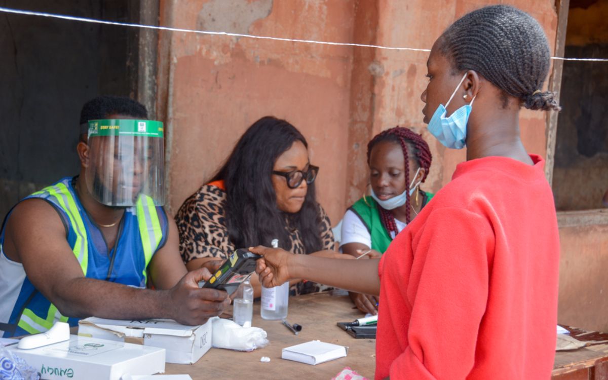 woman exercising the right to vote in West Africa