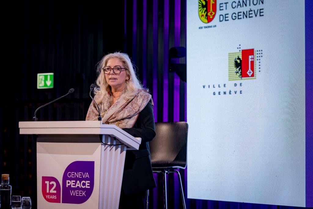 Nathalie Fontanet at a podium