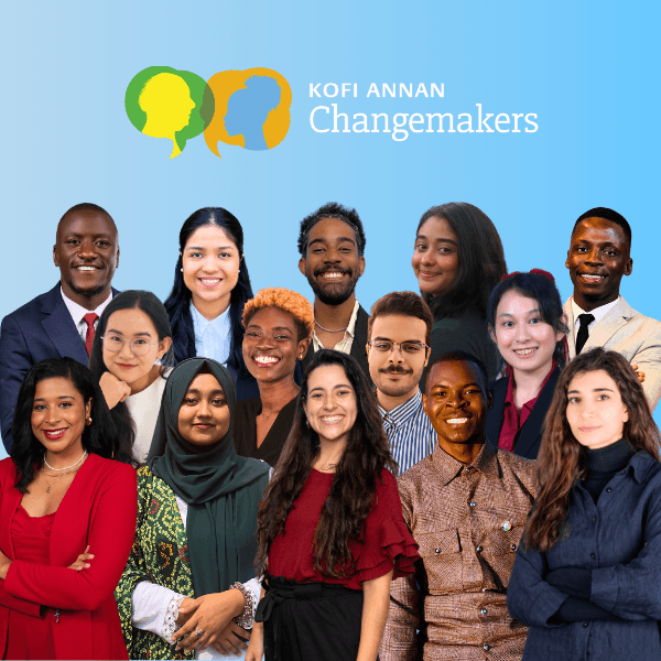 A group of 14 young leaders who are part of the Kofi Annan Changemakers 2025