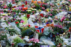 A peaceful demonstration after the Oslo terror attacks